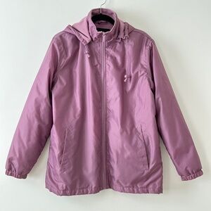 Totes Purple Fleece Lined Hooded Rain Coat